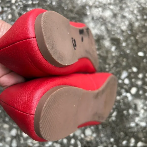 Tory Burch CHELSEA Red Ballet Flats with Gold Accents - Picture 13 of 14
